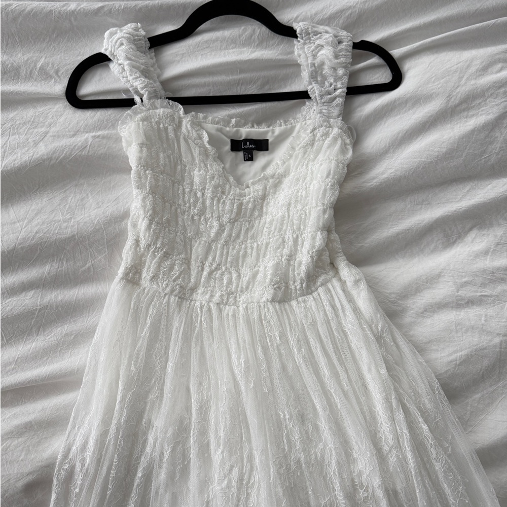 Lulu's White Lace Long Dress